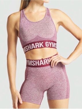 Gymshark Seamless Marl Sports Bra & High-Waist Shorts - Rose